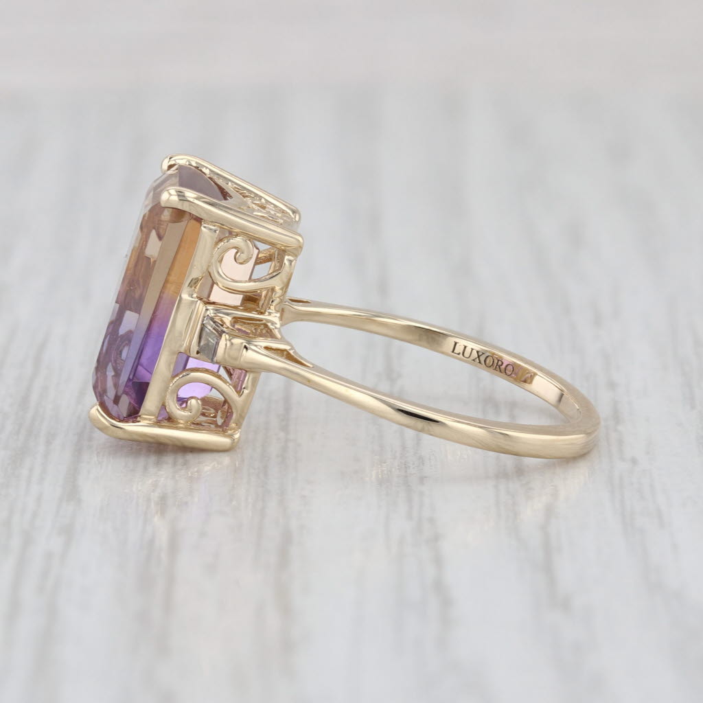 Luxoro 6.77ctw Ametrine Diamond Ring 10k Yellow Gold Size 8 Cocktail