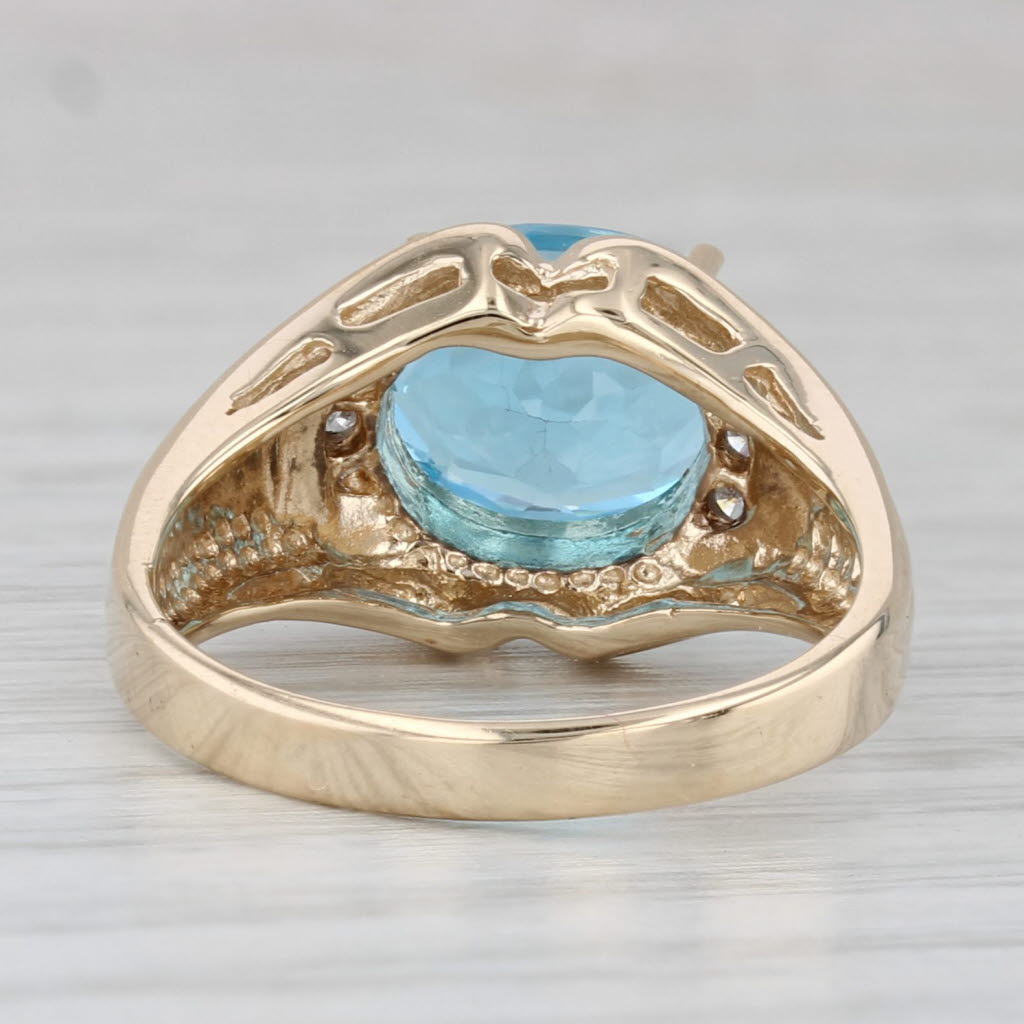 Gray 3.39ctw Oval Blue Topaz Diamond Ring 10k Yellow Gold Size 7