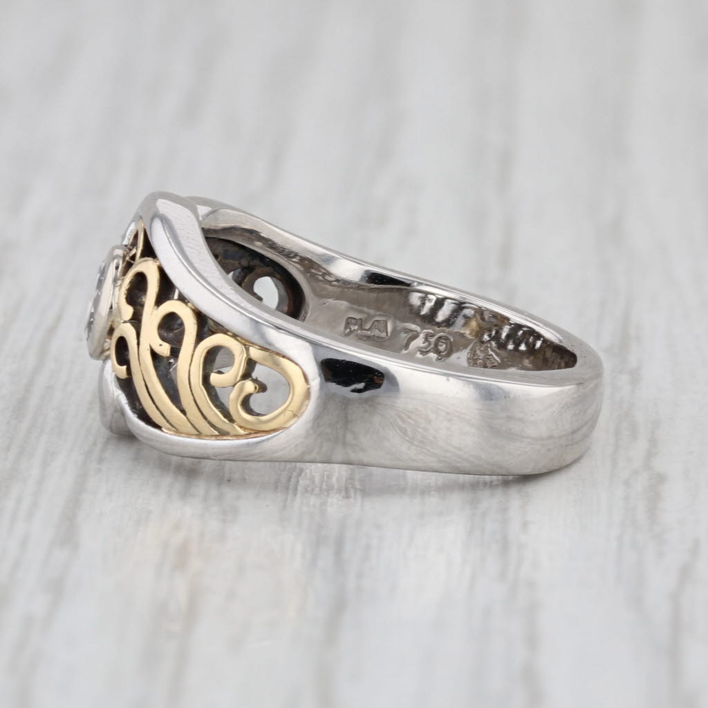 0.29ct Diamond Solitaire Ornate Openwork Ring Platinum 18k Gold Size 6.5
