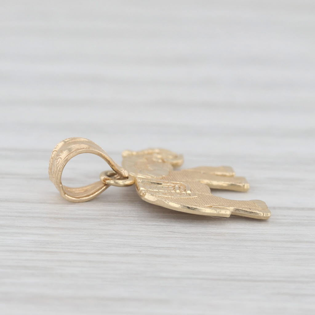 Light Gray Elephant Pendant 14k Yellow Gold Small Animal Charm