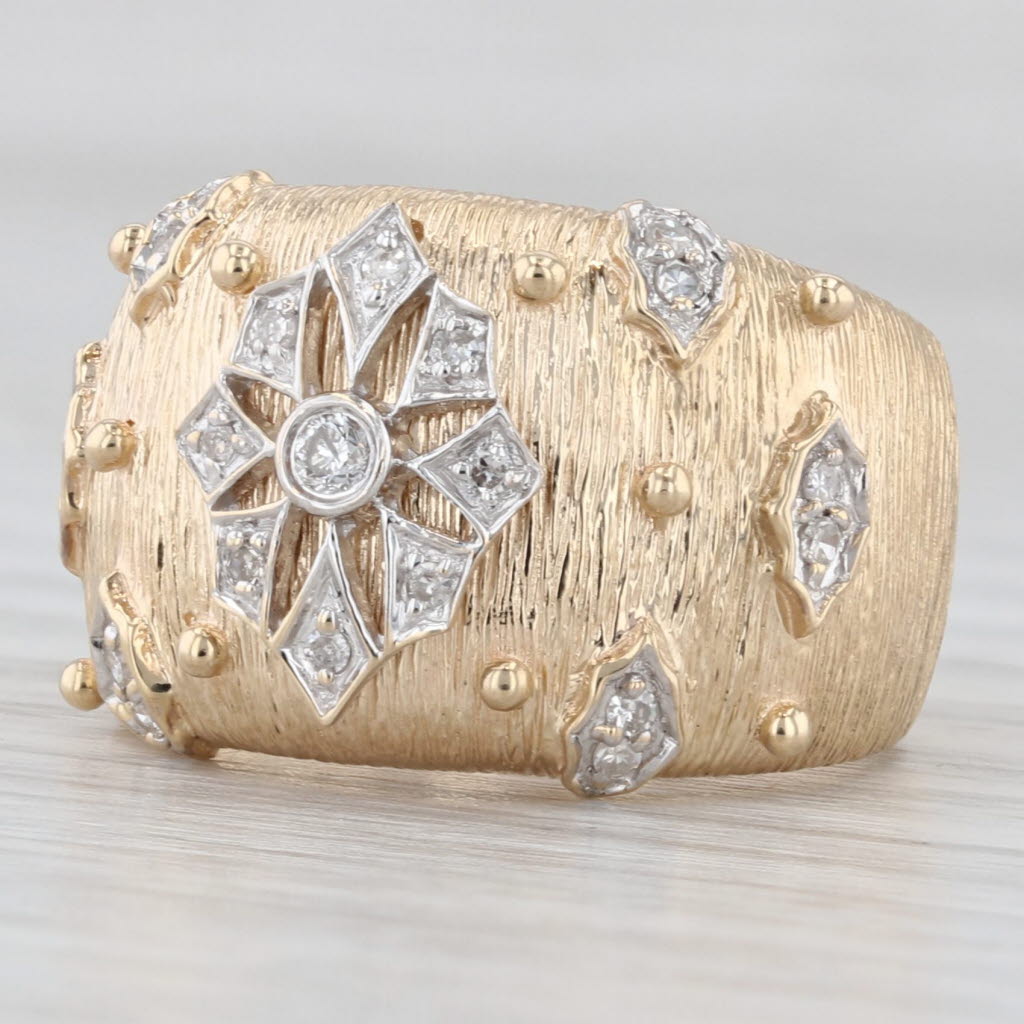 Light Gray 0.20ctw Diamond Snowflake Ring 14k Yellow White Gold Size 5.5 Cocktail