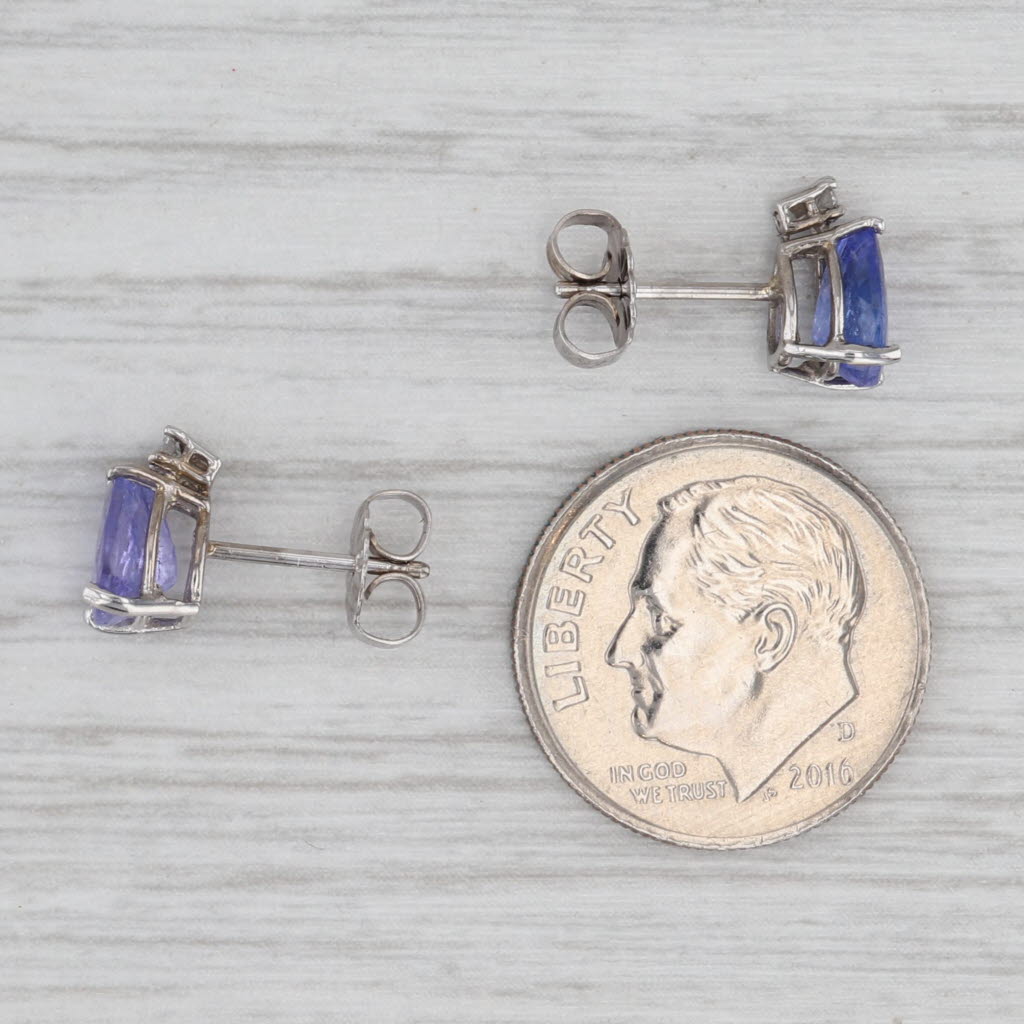 Gray 1.54ctw Pear Tanzanite Diamond Stud Earrings 14k White Gold