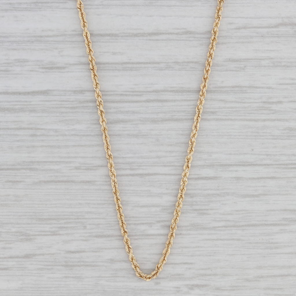 Gray 18" Rope Chain Necklace 14k Yellow Gold Lobster Clasp