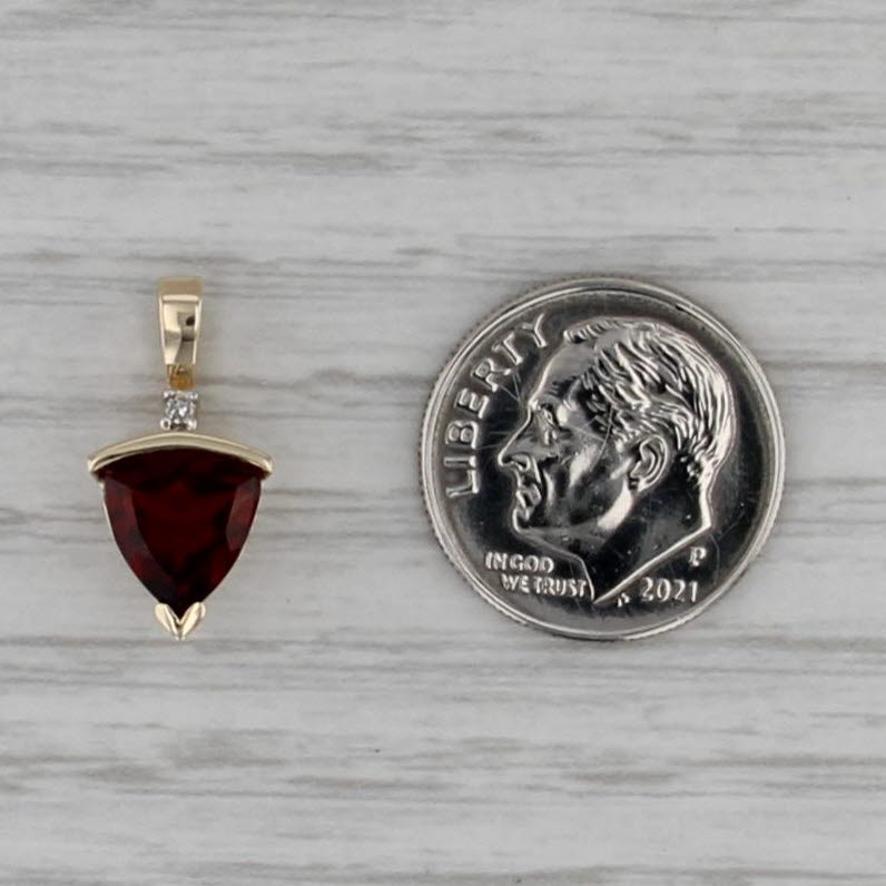 1.50ctw Garnet Diamond Pendant 10k Yellow Gold Small Drop