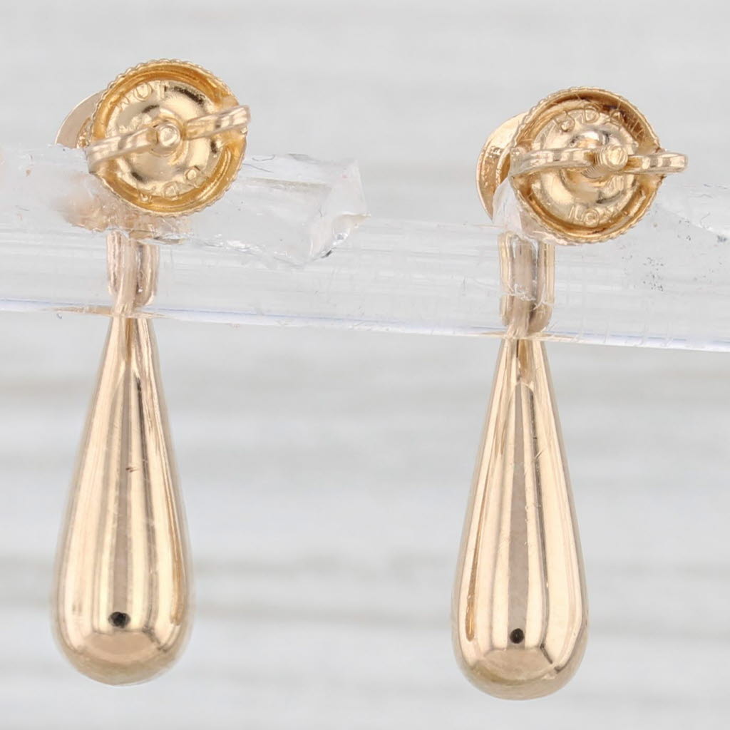 Light Gray Vintage Teardrop Dangle Earrings 10k Yellow Gold