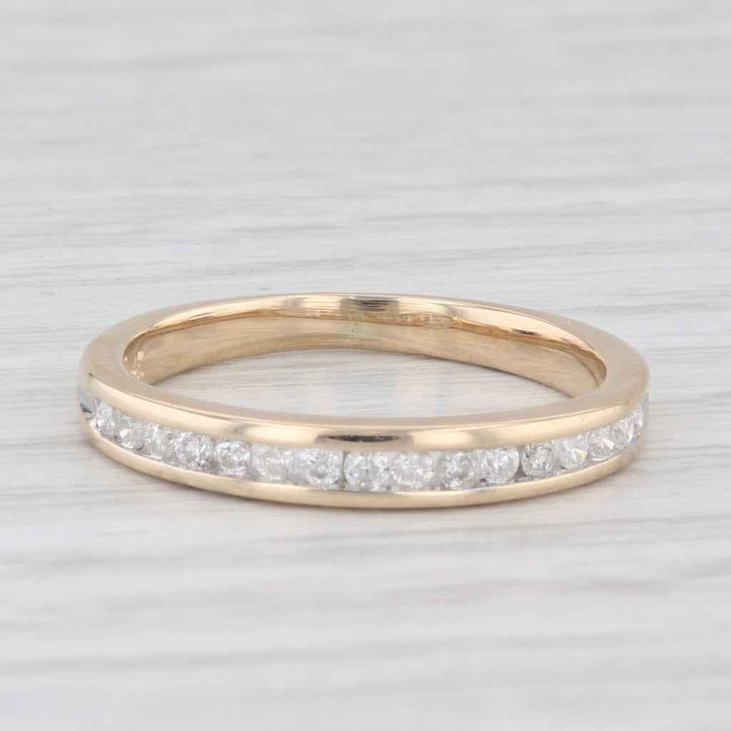 Light Gray 0.18ctw Diamond Wedding Band 14k Yellow Gold Size 5.5 Stackable Ring