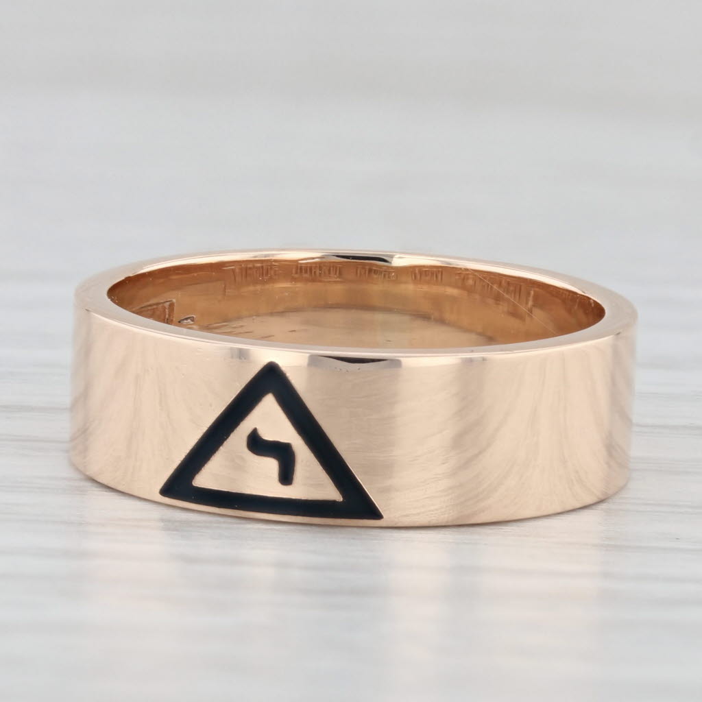 Light Gray 14th Degree Yod Masonic Band 10k Yellow Gold Size 7.5 Scottish Rite Ring