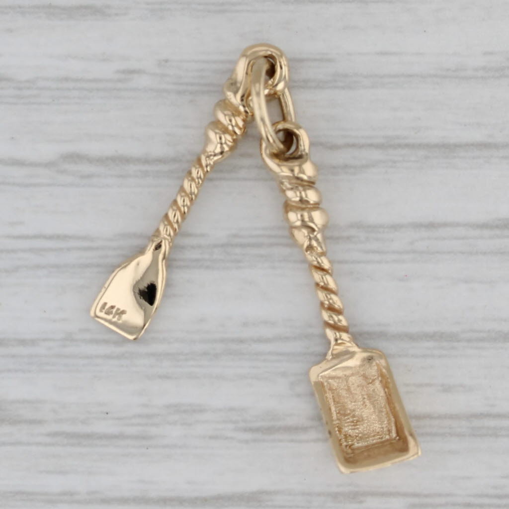 Gray Shovel & Scoop Charm 14k Yellow Gold Pendant