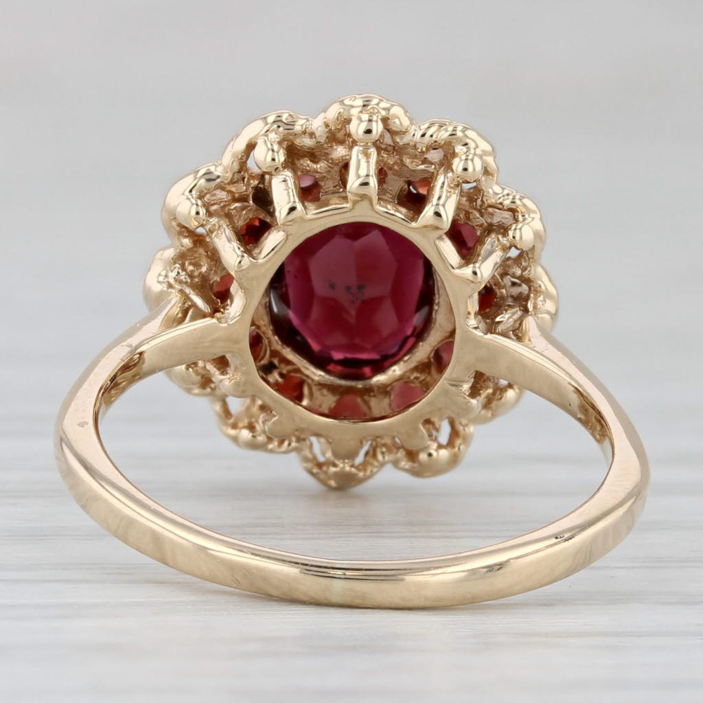 Gray 1.65ctw Oval Garnet Halo Ring 14k Yellow Gold Size 6.5