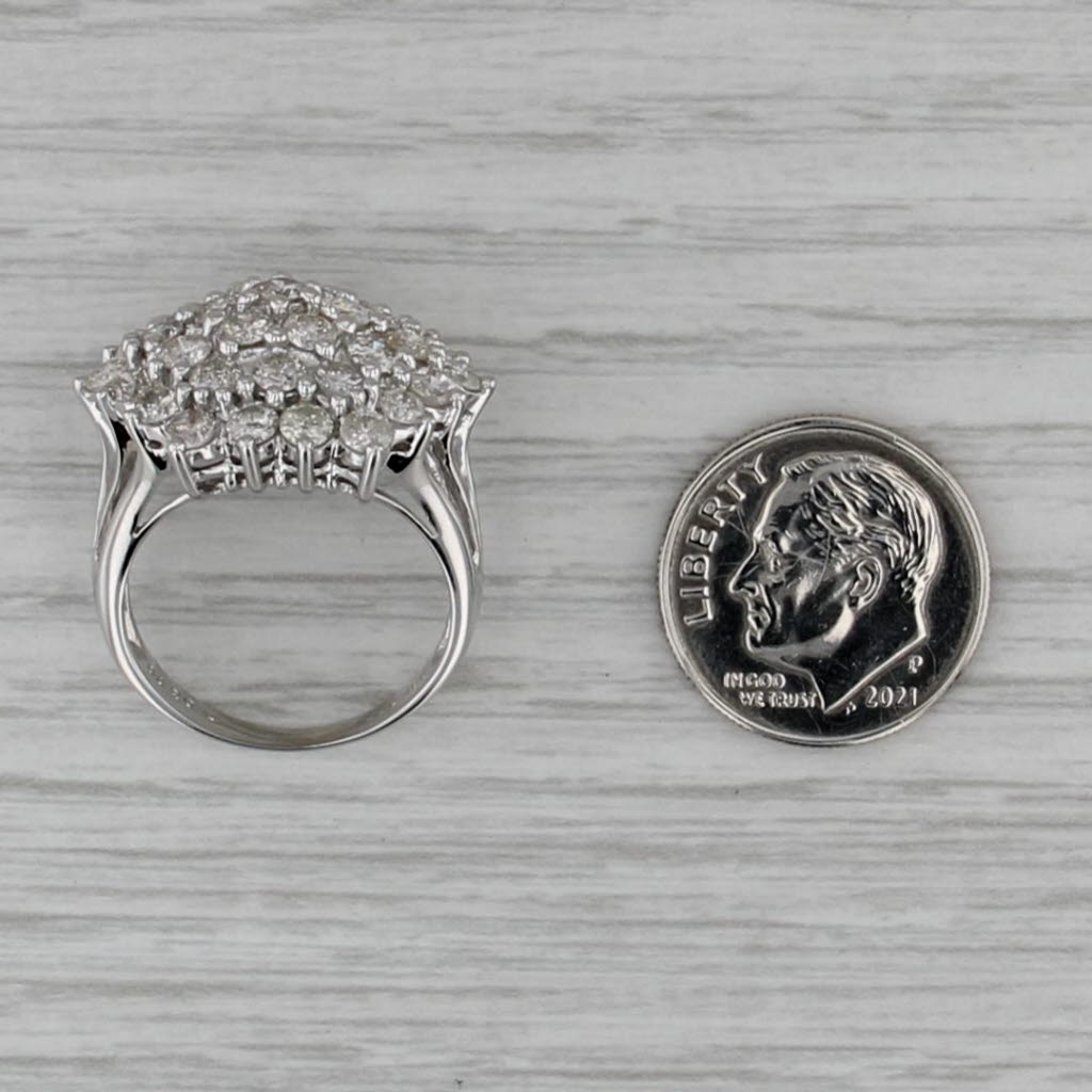 2.30ctw Diamond Cluster Ring 18k White Gold Cocktail Size 6.5 Vintage Estate