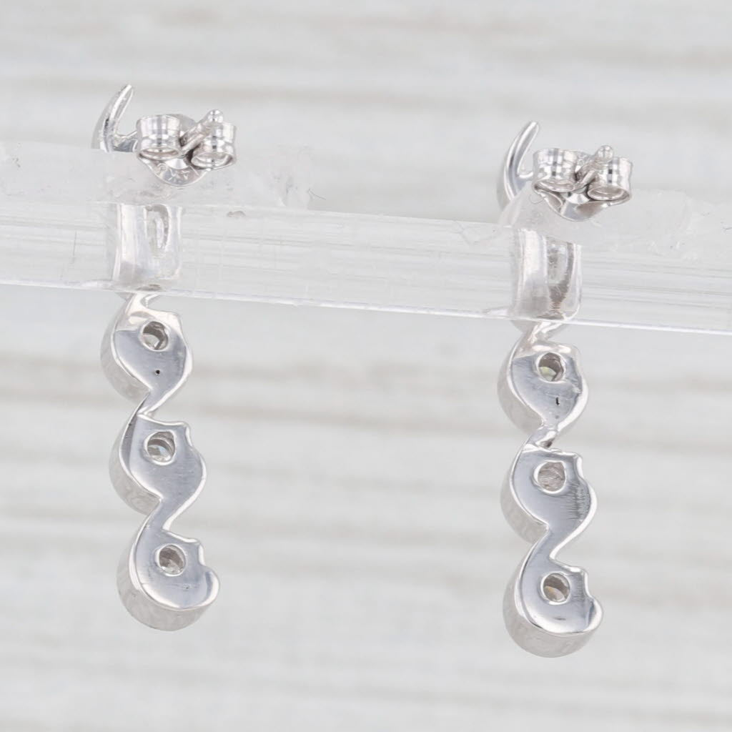 Light Gray 0.40ctw Diamond Journey Earrings 14k White Gold Pierced Drops