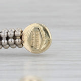 Cuff Bracelet 14k White Yellow Gold Beaded Aurafin Italian 6.5"