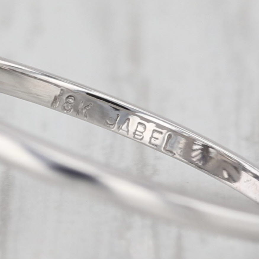 Jabel 0.86ctw Emerald Diamond Halo Engagement Ring 18k White Gold Size 6.25