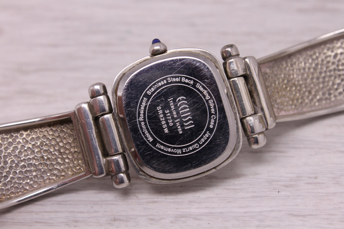 Ecclissi Sterling Silver25mm Ladies Quartz Watch 925 Case & Bracelet