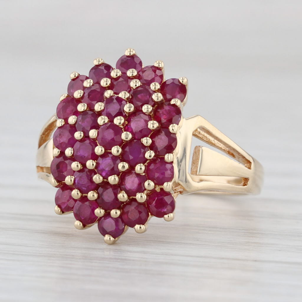 2ctw Ruby Cluster Ring 14k Yellow Gold Size 6.75 Cocktail