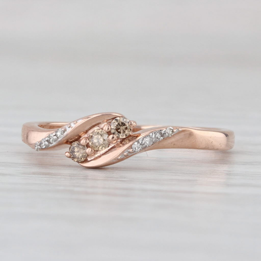 0.12ctw Diamond Bypass Ring 10k Rose Gold Size 6.75 Stackable