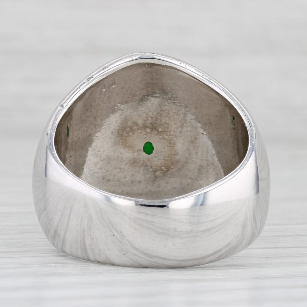 Light Gray Jadeite Jade Solitaire Ring 900 Platinum Oval Cabochon Solitaire Sz 10.25 Papers