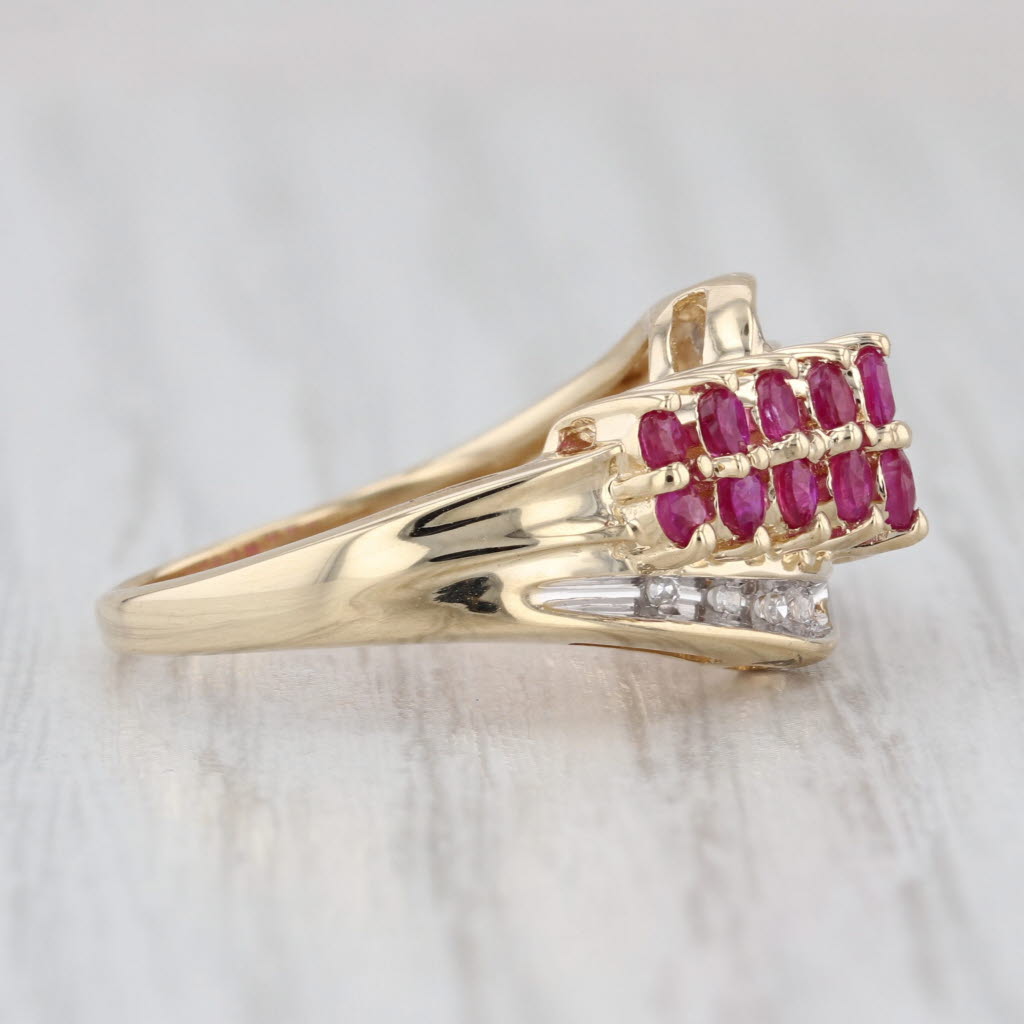 1.35ctw Ruby Diamond Tiered Bypass Ring 14k Yellow Gold Size 6