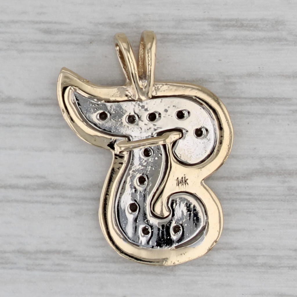 Gray 0.15ctw Diamond Letter Initial "J" Pendant 14k Yellow White Gold