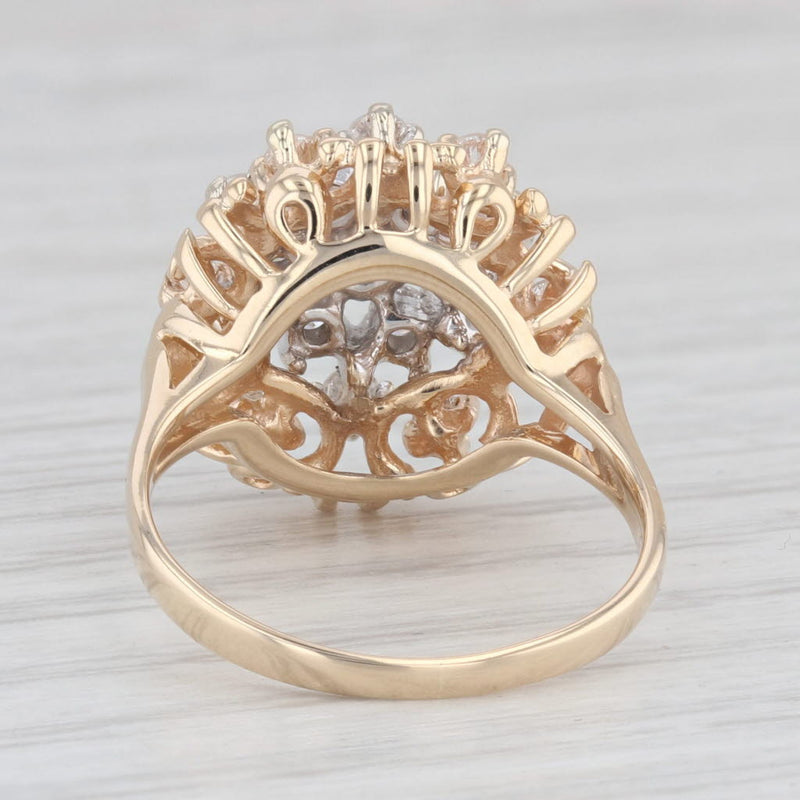 Light Gray Vintage 0.76ctw Diamond Cluster Ring 14k Yellow Gold Size 7