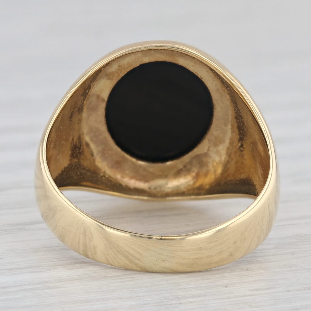 Gray Vintage Onyx Signet Ring 18k Yellow Gold Size 10 Men's