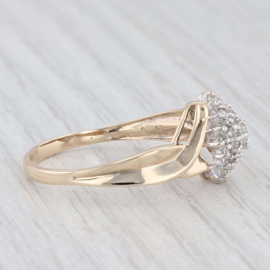 Light Gray 0.25ctw Diamond Cluster Bypass Ring 10k Yellow Gold Size 11.25