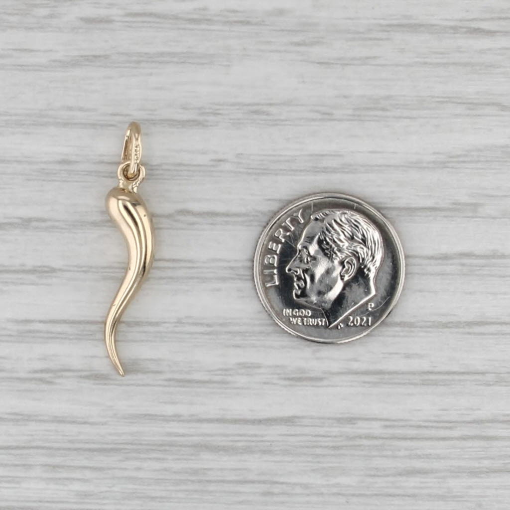 Vintage Italian Horn Good Luck Talisman Charm 14k Yellow Gold Charm