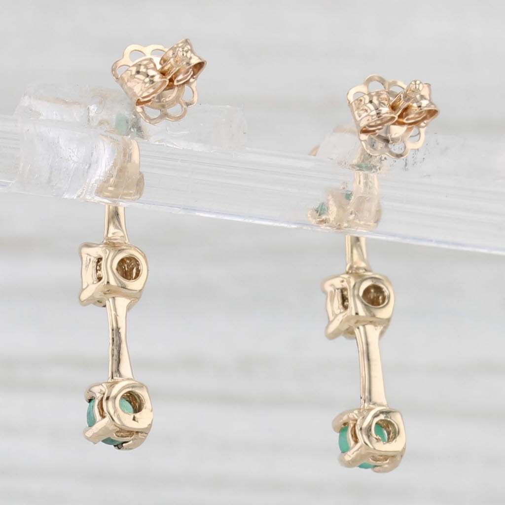 Light Gray 0.40ctw Emerald Diamond 3-Stone Journey Earrings 10k Yellow Gold Drops