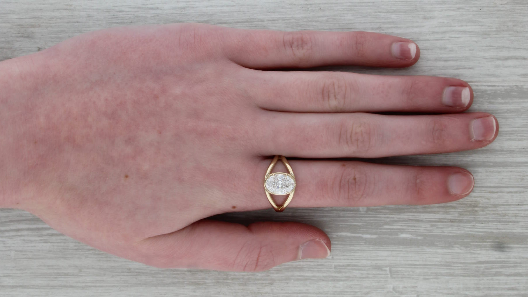 IGI Lab Grown Diamond Solitaire Ring 2.09ct Oval D VS1 14k Yellow Gold Size 8.75