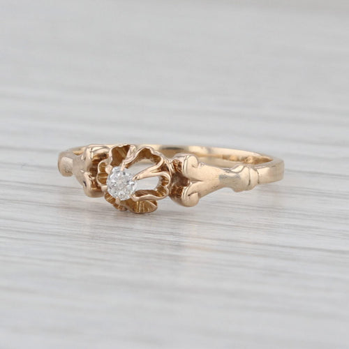 Antique Diamond Solitaire Ring 14k Yellow Gold Size 5