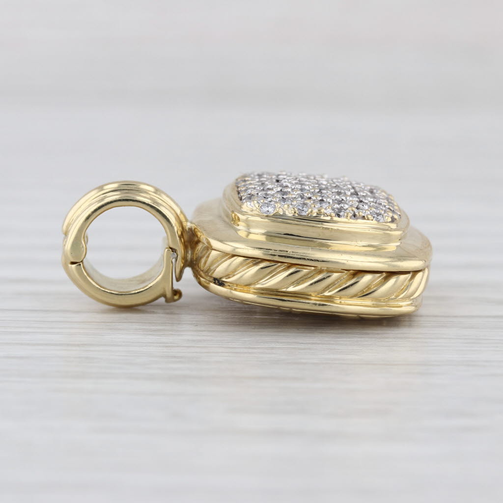 David Yurman Albion 0.75ctw Pave Diamond Pendant 18k Gold Enhacner Clip Bail