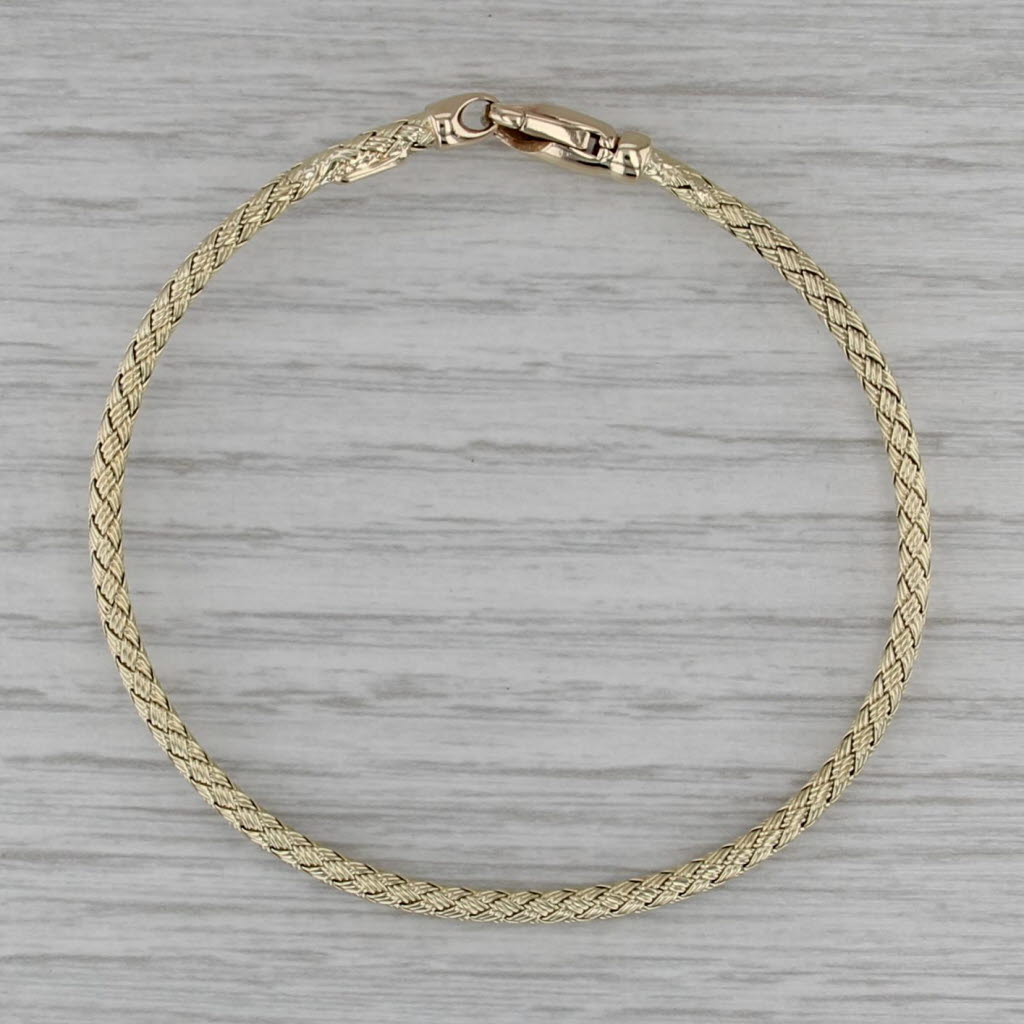 Flexible Woven Bangle Bracelet 14k Yellow Gold 6.25" 2.6mm