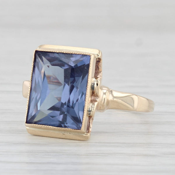 4.40ct Lab Created Sapphire Solitaire Ring 10k Yellow Gold Size 5.5