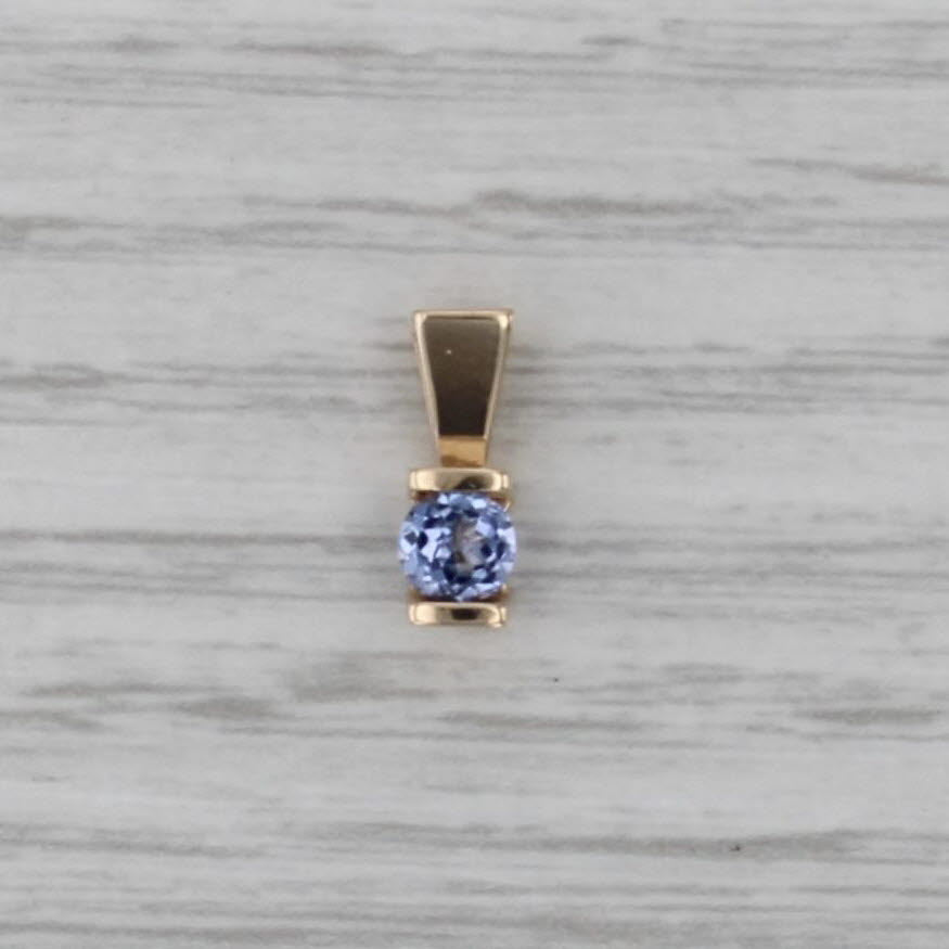 0.36ct Round Tanzanite Solitaire Pendant 14k Yellow Gold Small Drop