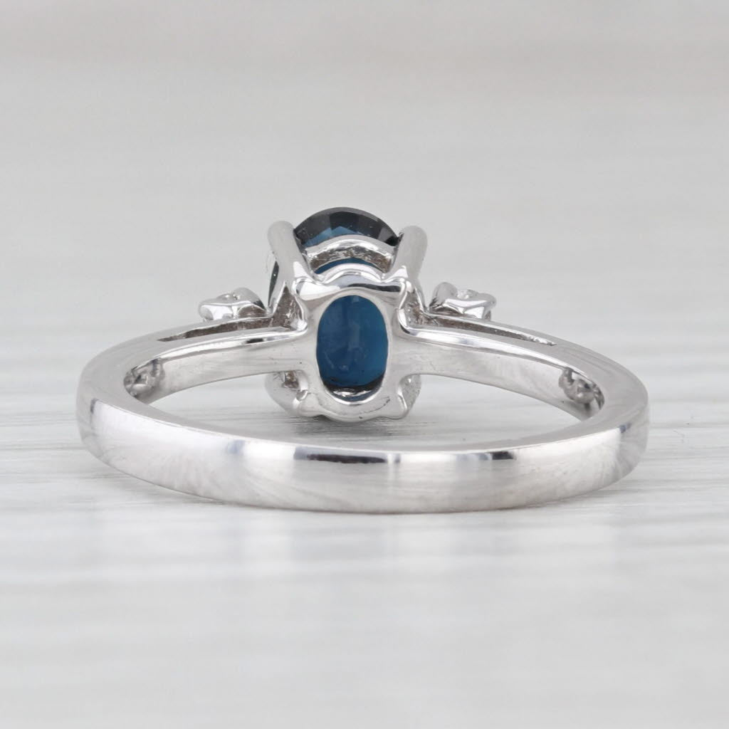 0.94ctw Oval Blue Sapphire Diamond Ring 14k White Gold Size 5
