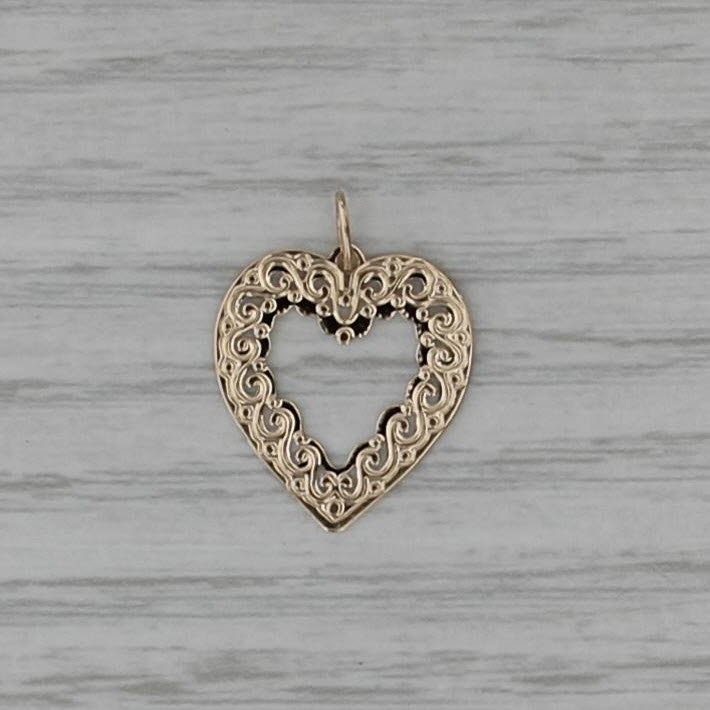 Open Heart Pendant 14k Yellow Gold Lightweight Charm