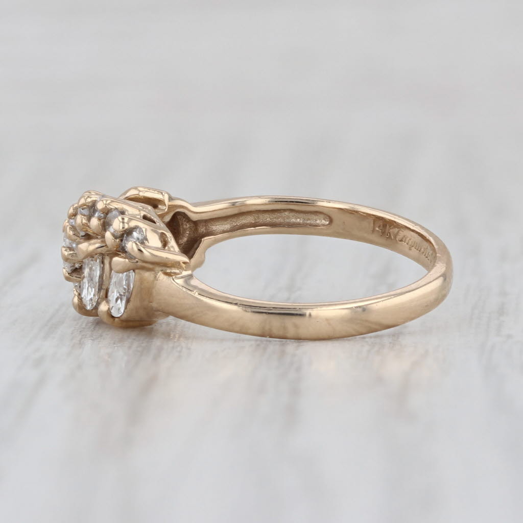 Vintage 0.91ctw Diamond Bypass Ring 14k Yellow Gold Size 6