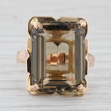 9.65ct Smoky Quartz Ring 18k Rose Gold Size 5.75 Emerald Cut Solitaire