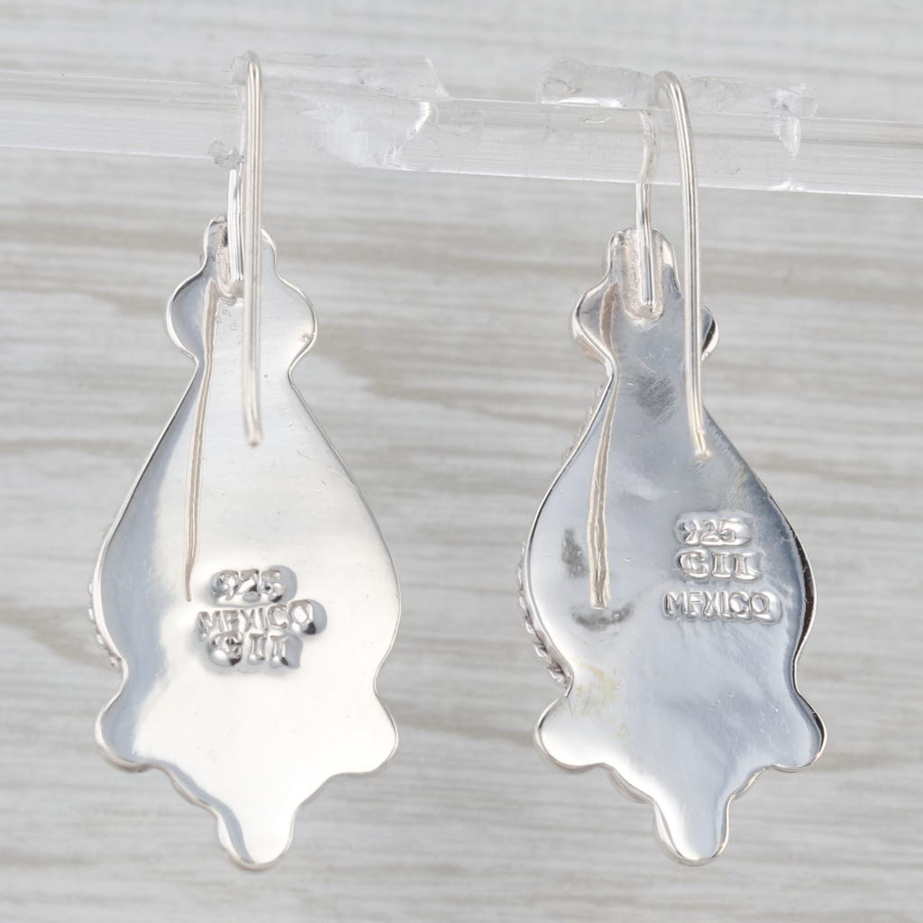 Gray Bead Accented Teardrop Earrings Sterling Silver Hook Posts Statement Drops