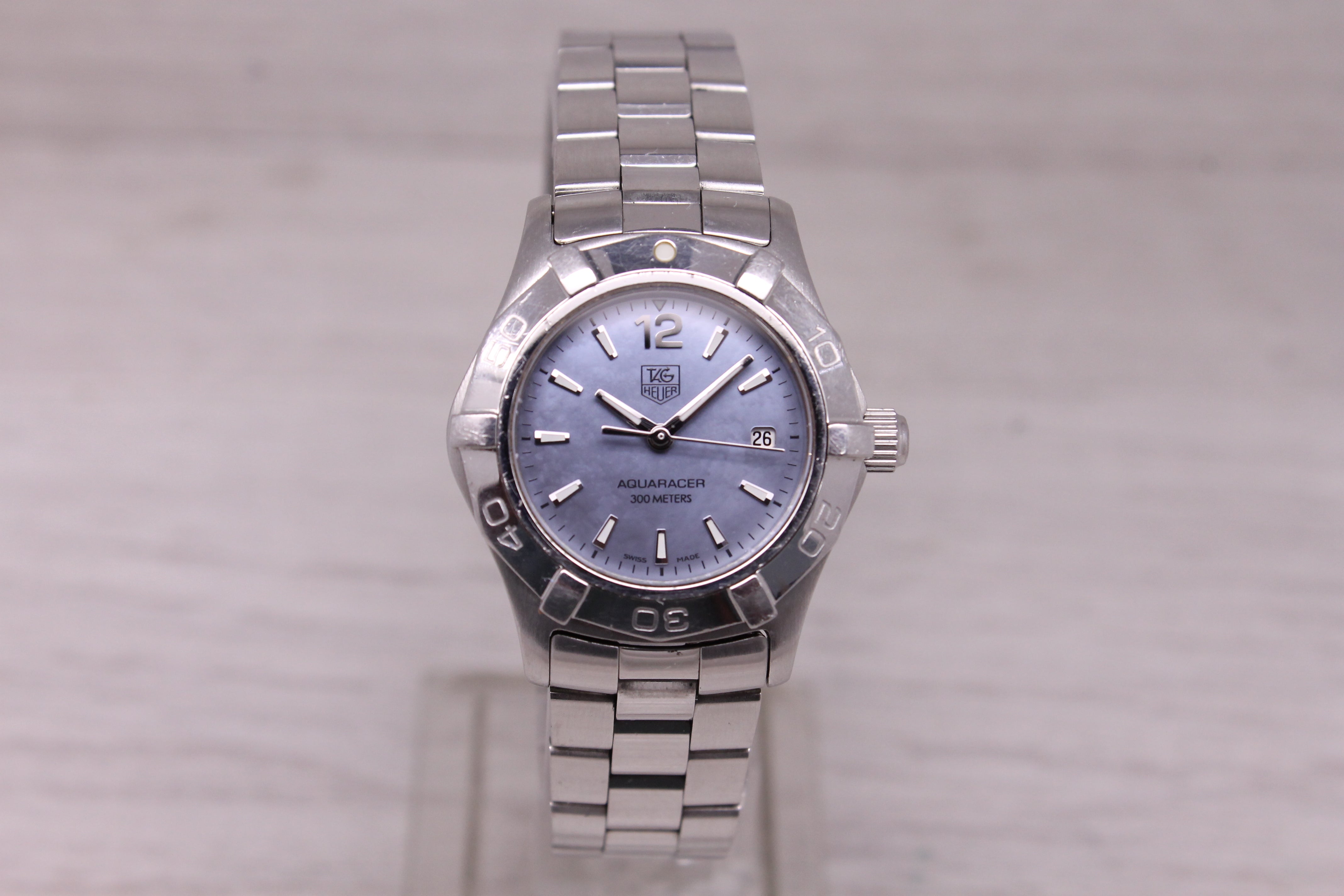 Tag Heuer Ladies Aquaracer Quartz Watch 27mm WAF1417 Blue MOP Dial Swiss Date