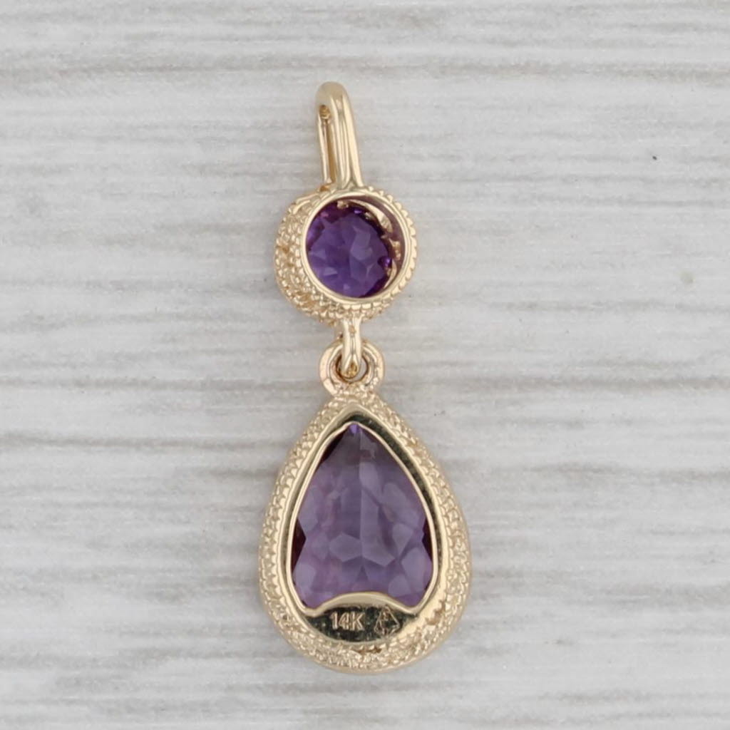 Gray New 0.73ctw Amethyst Teardrop Pendant 14k Yellow Gold