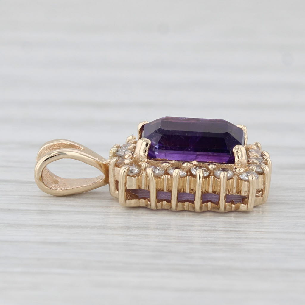 Light Gray 1.66ctw Amethyst Diamond Halo Pendant 14k Yellow Gold