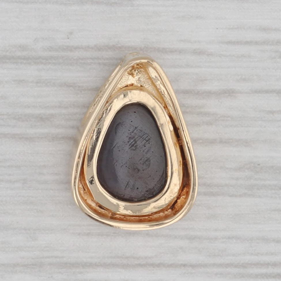 Gray Opal Teardrop Pendant 14k Yellow Gold Small Floating Drop