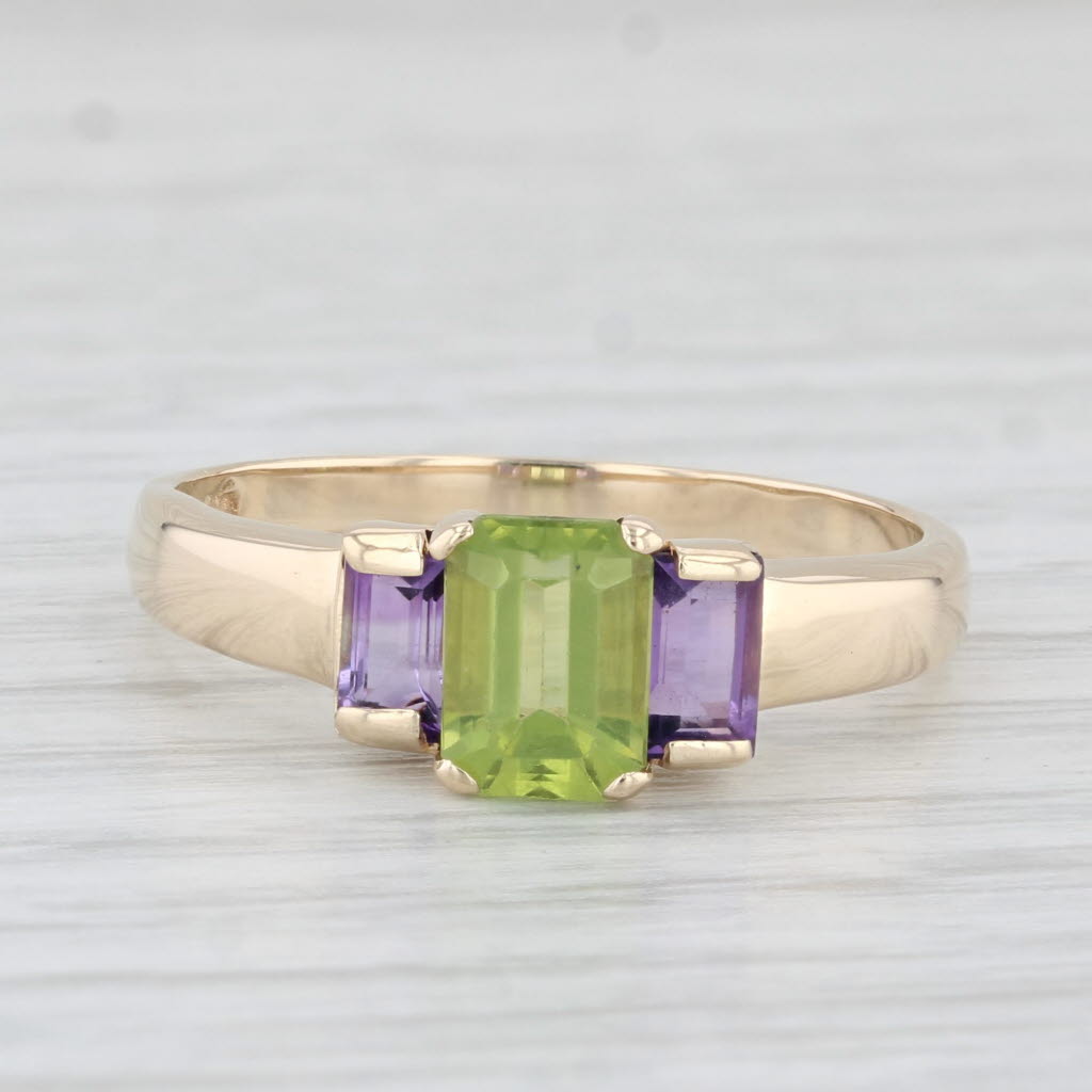 Light Gray 1.59ctw Peridot Amethyst Ring 10k Yellow Gold Size 9