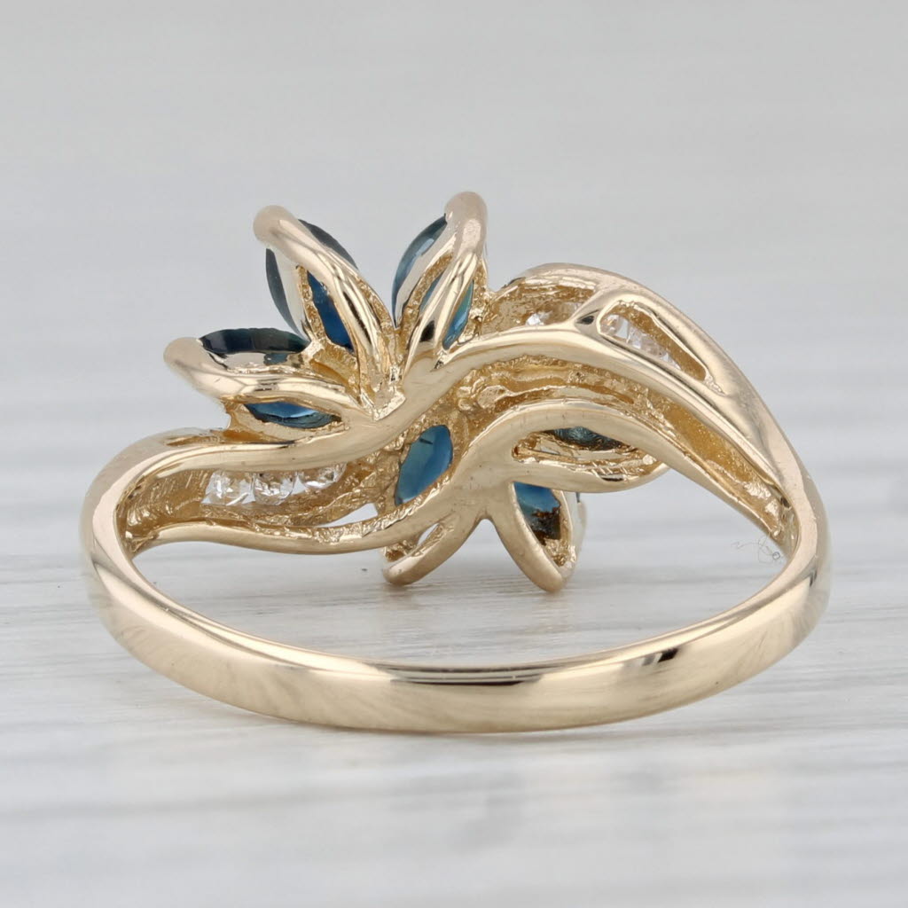 Gray 0.60ctw Sapphire Diamond Flower Ring 14k Yellow Gold Size 5