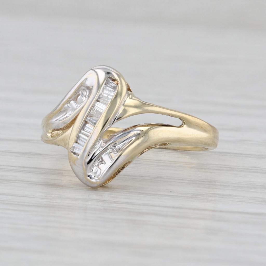 Diamond Bypass Ring 10k Yellow Gold Size 5.5
