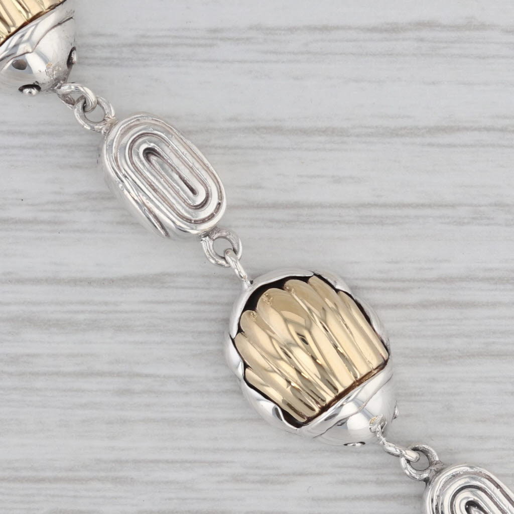 Gray Town & Country Scarab Swirl Link Bracelet Sterling Silver 18k Gold 7"