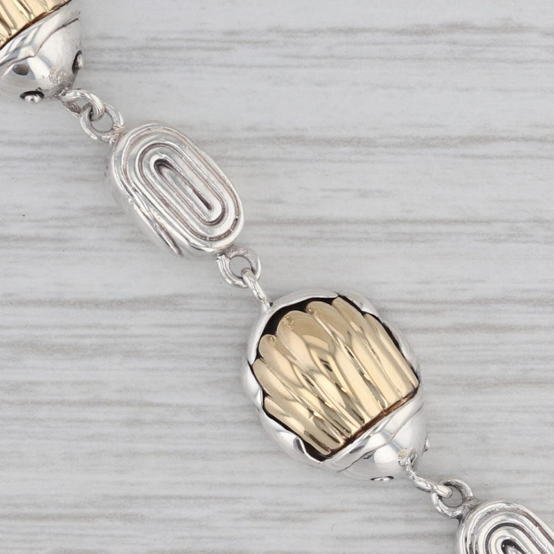 Town & Country Scarab Swirl Link Bracelet Sterling Silver 18k Gold 7"