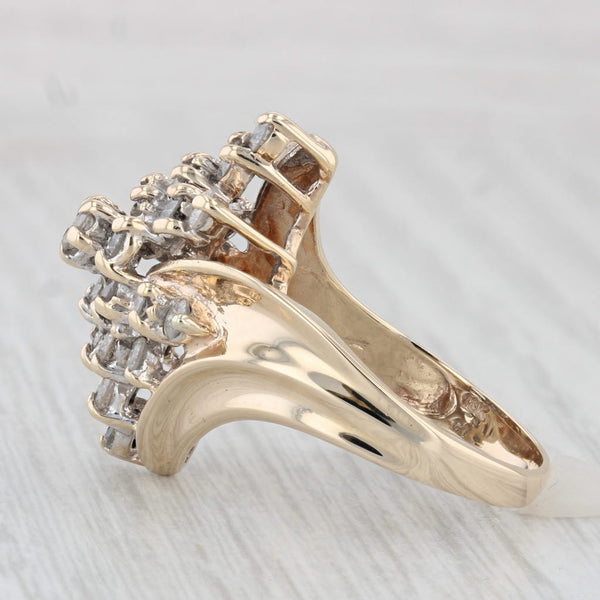 0.49ctw Diamond Cluster Bypass Ring 10k Yellow Gold Size 8.5 Cocktail