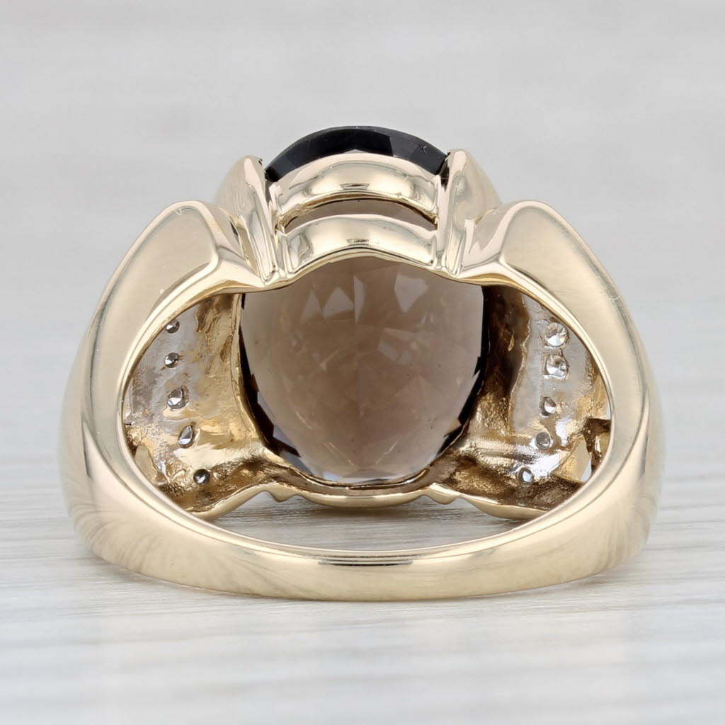 Light Gray 9.10ctw Smoky Quartz Diamond Ring 14k Yellow Gold Size 9.25